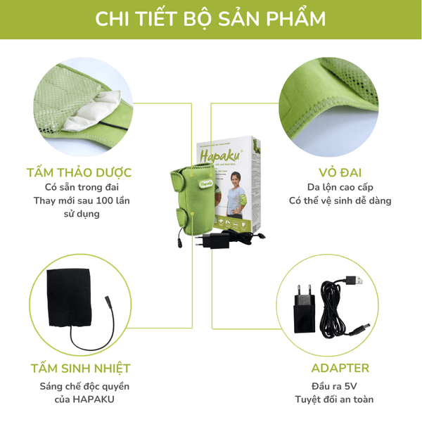 Đai Chườm Thảo Dược Khuỷu Tay Hapaku - Làm Nóng Bằng Điện