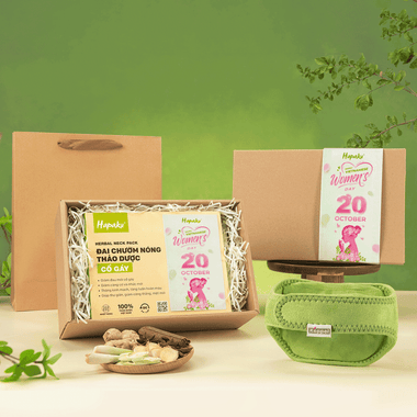 Hộp quà 20/10 Đai chườm thảo dược Cổ gáy Hapaku