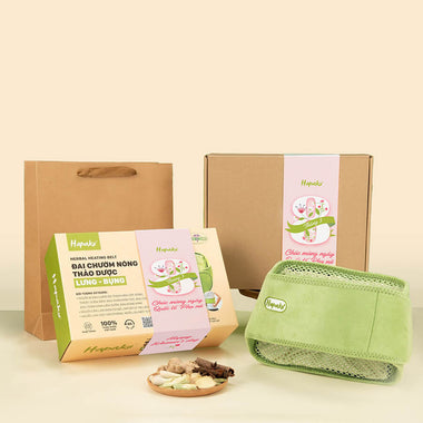 Hộp quà 8/3 Đai chườm thảo dược Lưng Bụng Hapaku