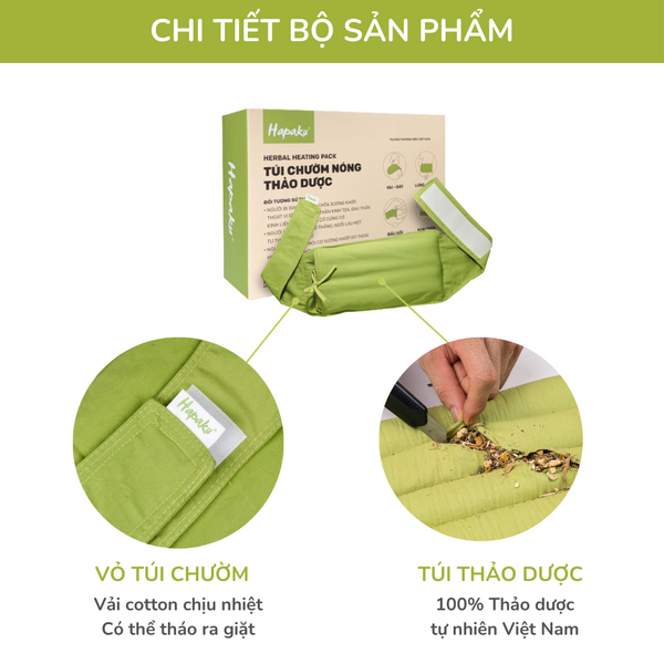 Túi Chườm Thảo Dược Lưng Bụng Hapaku - Làm Nóng Bằng Lò Vi Sóng