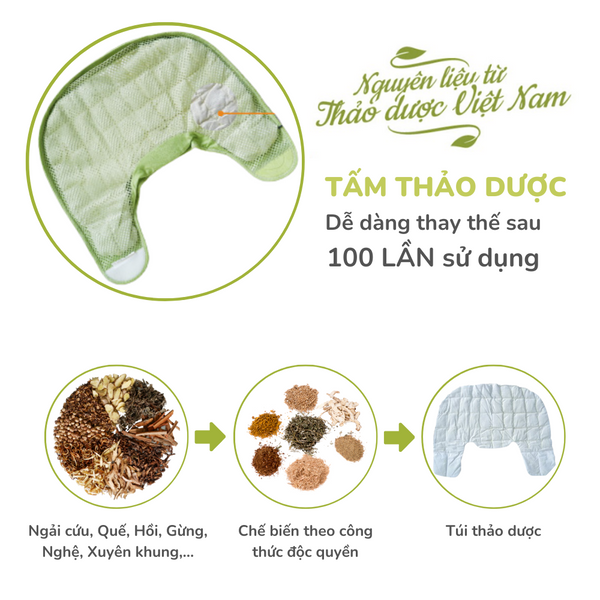 Đai Chườm Thảo Dược Vai Gáy Cổ Hapaku - Làm Nóng Bằng Điện