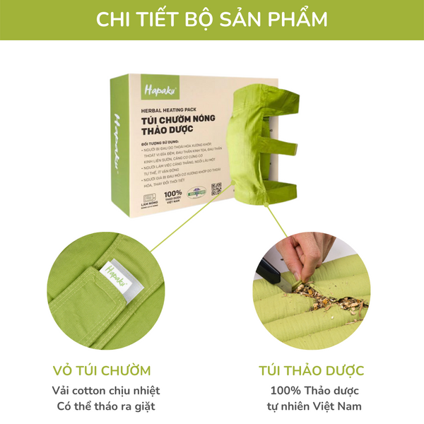 Túi Chườm Thảo Dược Đầu Gối Hapaku - Làm Nóng Bằng Lò Vi Sóng
